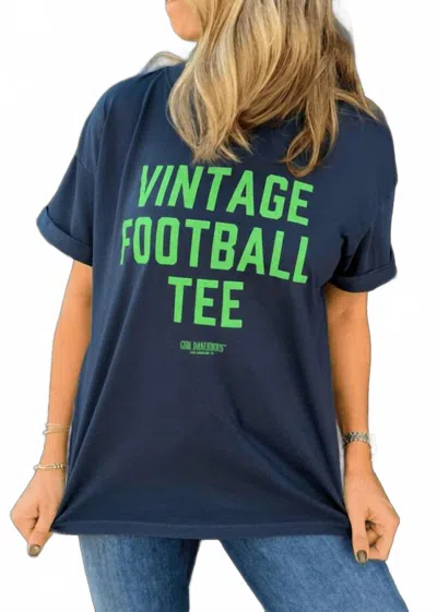 Girl Dangerous Vintage Football Tee In Navy In Blue