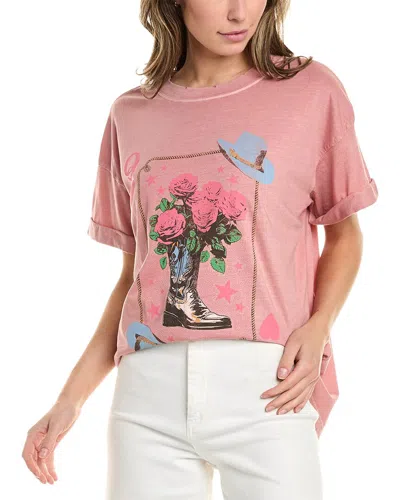 Girl Dangerous Western Card T-shirt In Pink