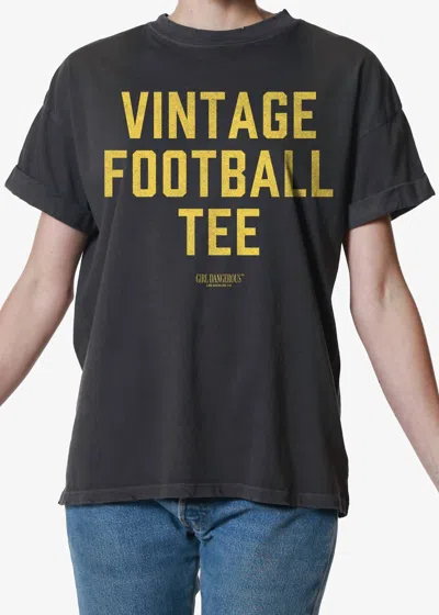 Girl Dangerous Women's Vintage Football Tee In Black & Gold