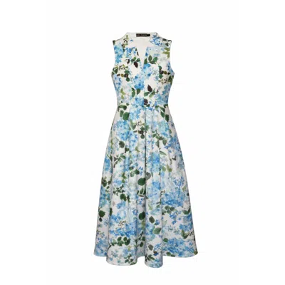 Girl In Mind Women's Ameya Notch Neck Sleeveless Midi Dress Blue Floral