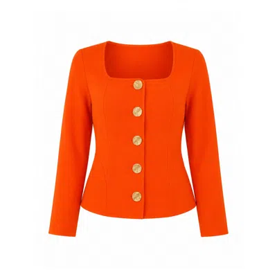 Girl In Mind Women's Archer Square Neck Long Sleeve Jacket Orange