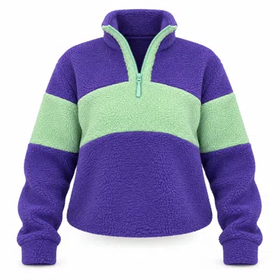 Girl In Mind Women's Beau 3/4  Zip Contrast Panel Fleece Purple