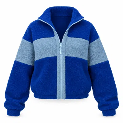 Girl In Mind Women's Beau Full Zip Contrast Panel Fleece Blue