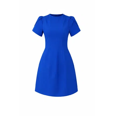 Girl In Mind Women's Blue Ami Tulip Sleeve High Neck Mini Dress Cobalt