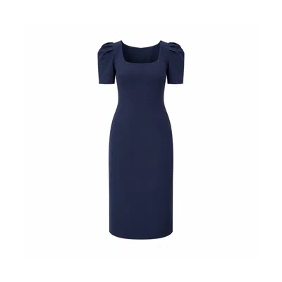 Girl In Mind Women's Blue Aveline Seam Detail Midi Dress Navy