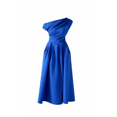 Girl In Mind Women's Blue Betty Asymmetric Midi Dress Cobalt