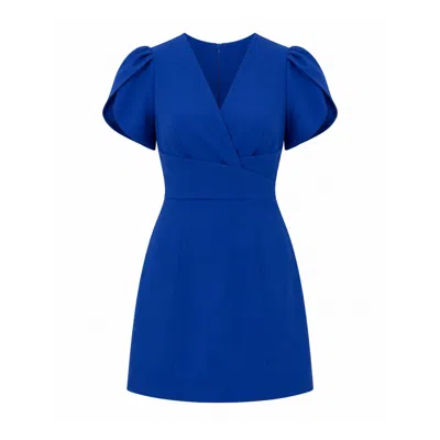 Girl In Mind Women's Blue Bridget Twist Font Split Arm Mini Dress Cobalt