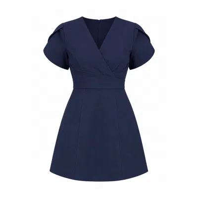 Girl In Mind Women's Blue Bridget Twist Font Split Arm Mini Dress Navy