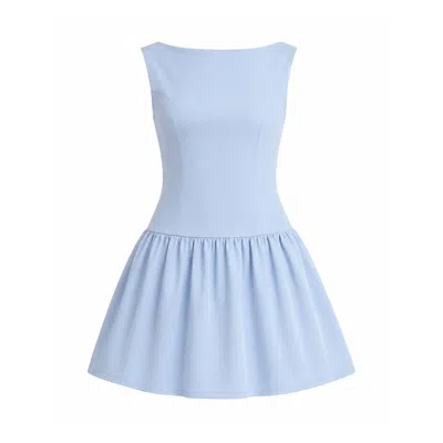 Girl In Mind Women's Blue Codi Boat Neck Low Back Mini Dress Sky