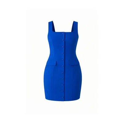 Girl In Mind Women's Blue Elara Button Up Sleeveless Mini Dress Cobalt