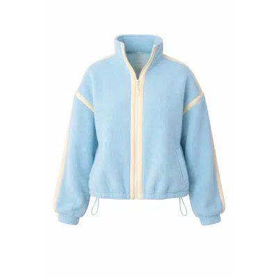 Girl In Mind Women's Blue Lulu Contrast Binding Full Zip Fleece Sky
