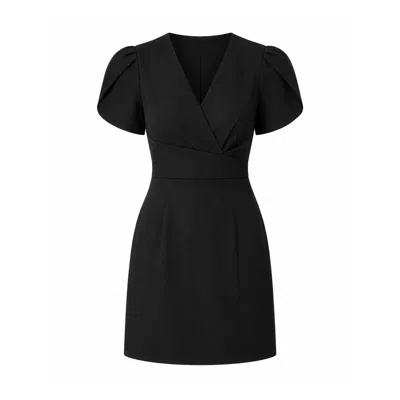Girl In Mind Women's Bridget Twist Font Split Arm Mini Dress Black