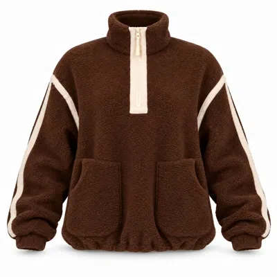 Girl In Mind Women's Brown Lilo Contrast Binding Zip Pocket Detail Fleece Chocolate