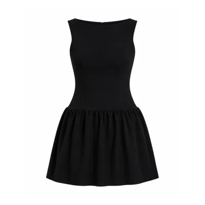 Girl In Mind Women's Codi Boat Neck Low Back Mini Dress Black In Multi