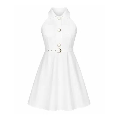 Girl In Mind Women's Francesca Button Up Midi Dress White