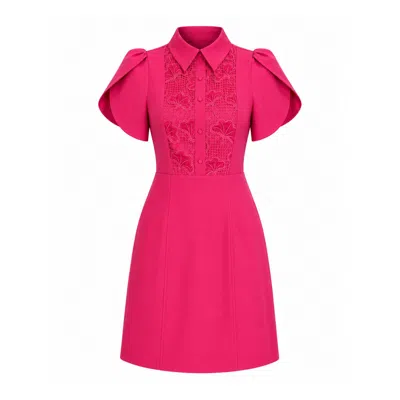 Girl In Mind Women's Gracie Collar Mini Dress Pink