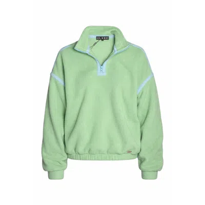 Girl In Mind Women's Green Lulu Contrast Binding Zip Fleece Sage