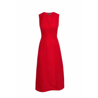 Girl In Mind Women's Hazel Tailored Sleeveless Midi Dress Red
