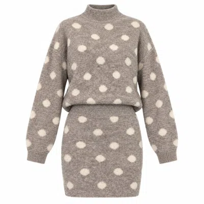 Girl In Mind Women's Immie Polka Knit Jumper Grey Marl