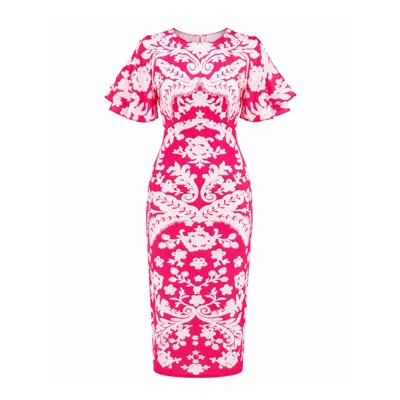 Girl In Mind Women's Jocelyn Pink & White Midi Dress