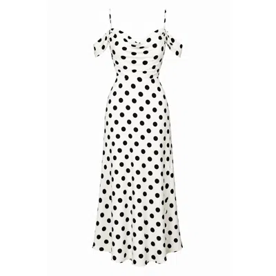 Girl In Mind Women's Julie Cowl Neck Maxi Dress White Spot