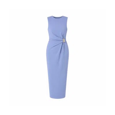 Girl In Mind Women's Louisa Gold Buckle Wrap Detail Midi Dress Blue