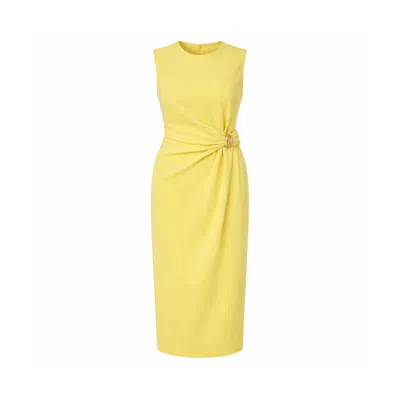 Girl In Mind Women's Louisa Gold Buckle Wrap Detail Midi Dress Yellow