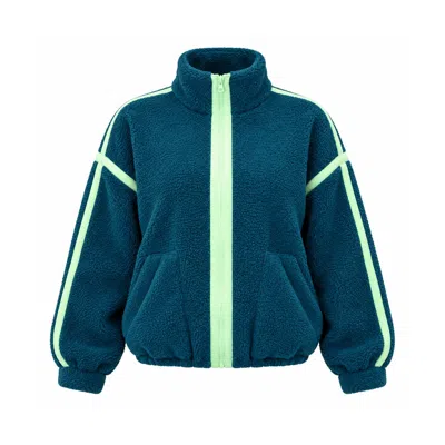 Girl In Mind Women's Mimi Contrast Zip Fleece Green In Blue