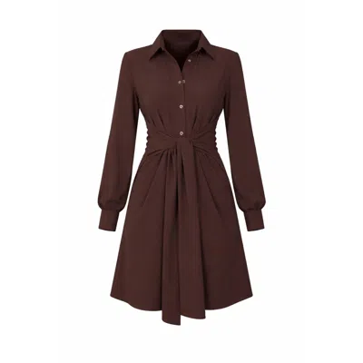 Girl In Mind Women's Mira Tie Mini Shirt Dress Brown