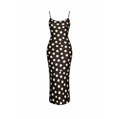 Girl In Mind Women's Naomi Black Polka Slip Midi Dress