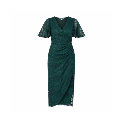 Girl In Mind Women's Natasha Angel Sleeve Wrap Midi Dress In Green