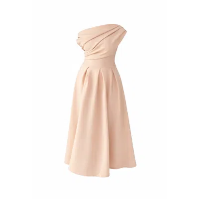 Girl In Mind Women's Neutrals Betty Asymmetric Midi Dress Cream In White