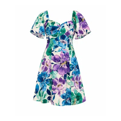 Girl In Mind Women's Nicola Sweetheart Neckline Mini Skater Dress Multi Floral
