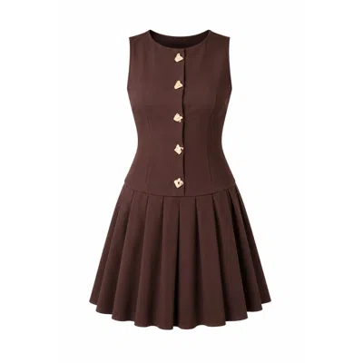 Girl In Mind Women's Penelope Tailored Pleated Mini Dress Brown