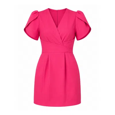 Girl In Mind Women's Pink Bridget Twist Font Split Arm Mini Dress Fuschia