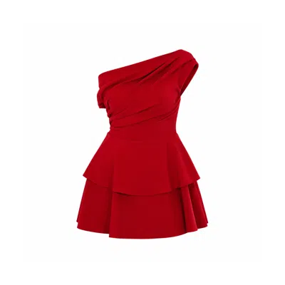 Girl In Mind Women's Pippa Double Frill Mini Dress Red