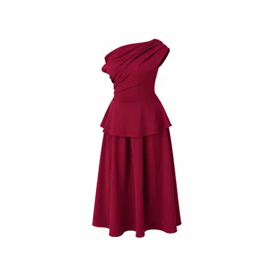 Girl In Mind Women's Red Connie Peplum Midi Dress Burgundy