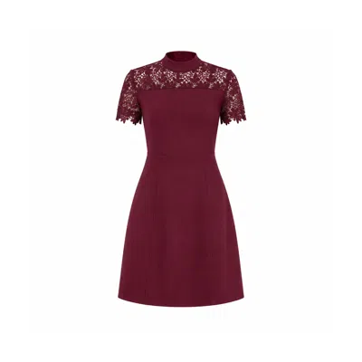 Girl In Mind Women's Red Dolcie Lace Detail Mini Dress Berry