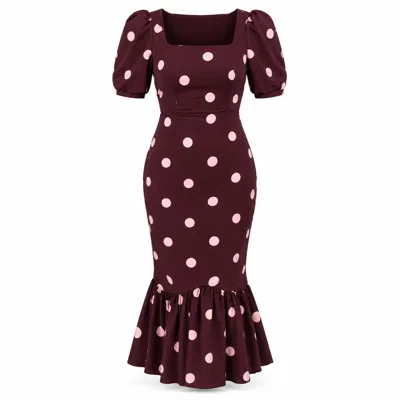 Girl In Mind Women's Red Jennifer Wine Polka Midi Dress In Black