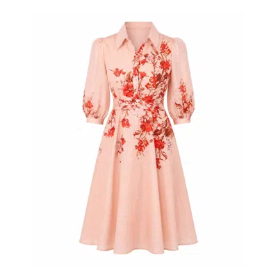 Girl In Mind Women's Renata Floral Boarder Print Print Midi Dress Pink