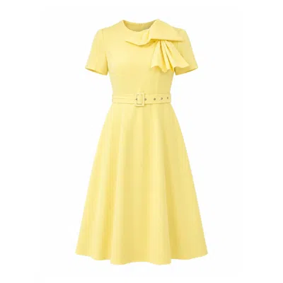 Girl In Mind Women's Sorelle Belted Midi Dress Yellow