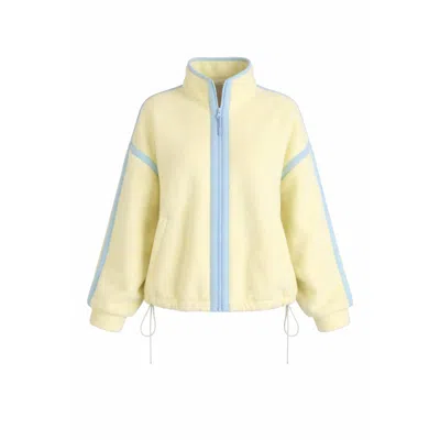 Girl In Mind Women's Yellow Lulu Contrast Binding Full Zip Fleece Lime