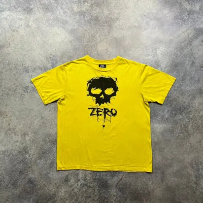 Pre-owned Girl Skateboards X Hook Ups Vintage 00's Zero Skateboards Skull Big Logo T-shirt Tee In Yellow