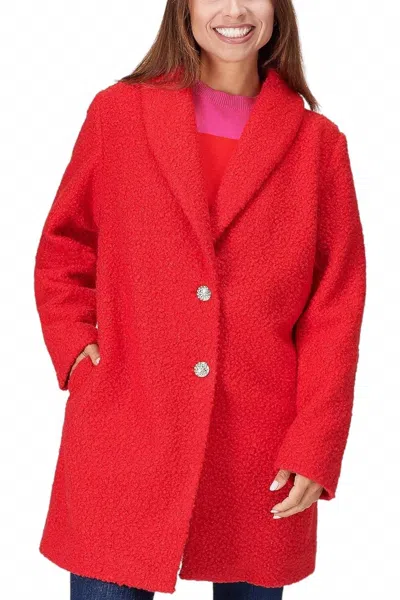 Girl With Curves Collection Sherpa Coat In Cherry Red