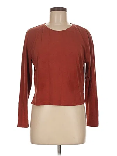 Pre-owned Girlfriend Collective 3/4 Sleeve T-shirt In Brown