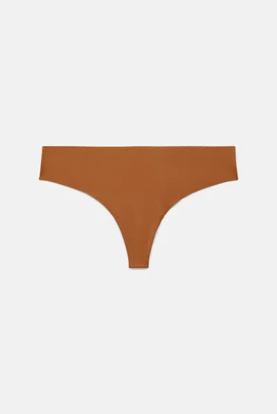 Girlfriend Collective Amber Sport Thong In Brown
