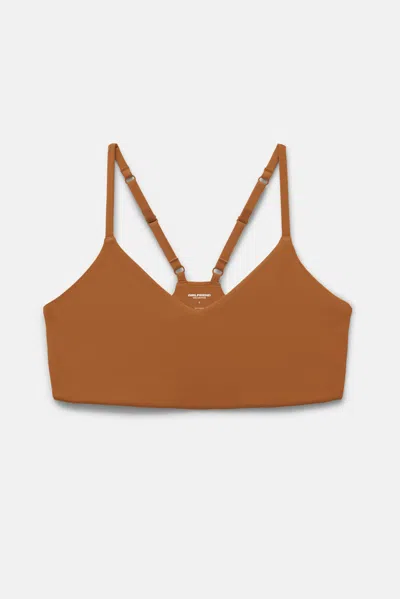 Girlfriend Collective Amber V Neck Bralette In Brown