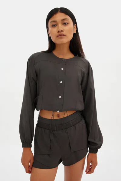Girlfriend Collective Ash Raquel Snap Front Jacket In Gray