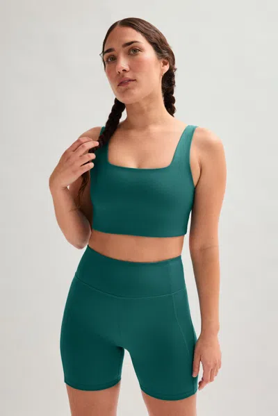 Girlfriend Collective Aspen Tommy Cropped Bra In Green