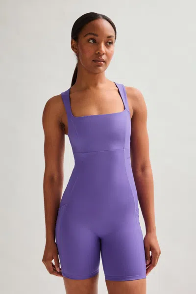 Girlfriend Collective Aurora Tina Open Back Unitard In Blue